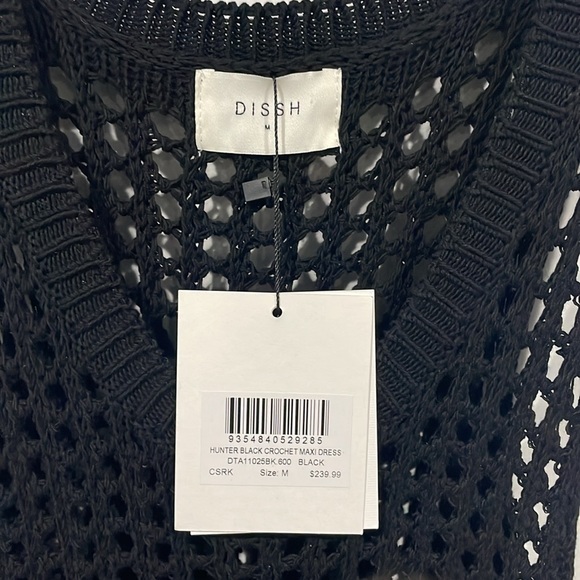 NWT DISSH HUNTER BLACK CROCHET MAXI DRESS sz M - Picture 7 of 7
